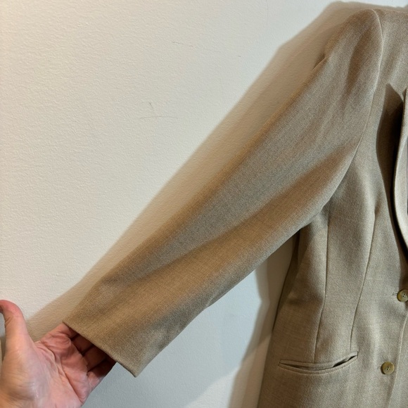 THEME Sz L 100% Wool Classic Lapel Slim Fit Pockets Lined Shoulder Pads Blazer - Picture 5 of 9